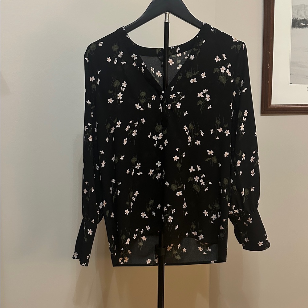 Ann Taylor Black Floral Blouse